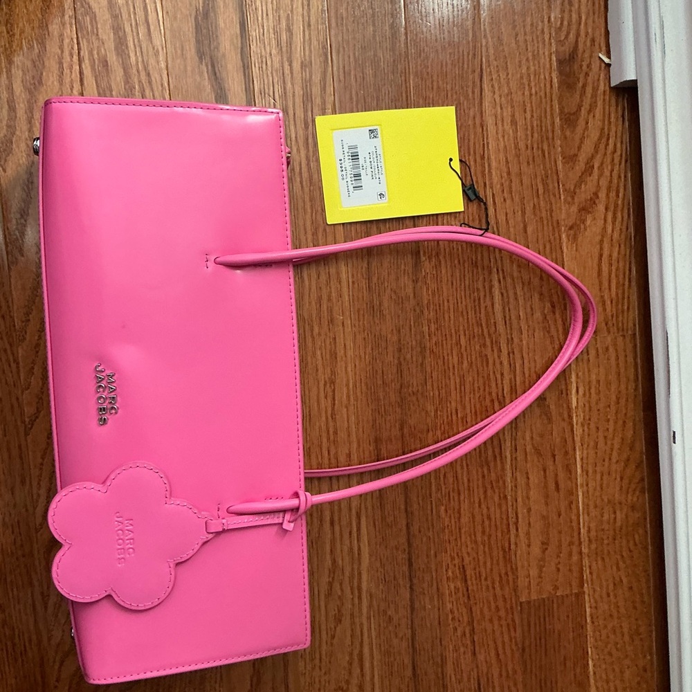 Marc Jacobs Hot Pink Leather Shoulder Tote with Flower Charm - Picture 5 of 6